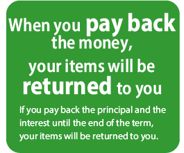 When you pay back the money, your items will be returned to you
